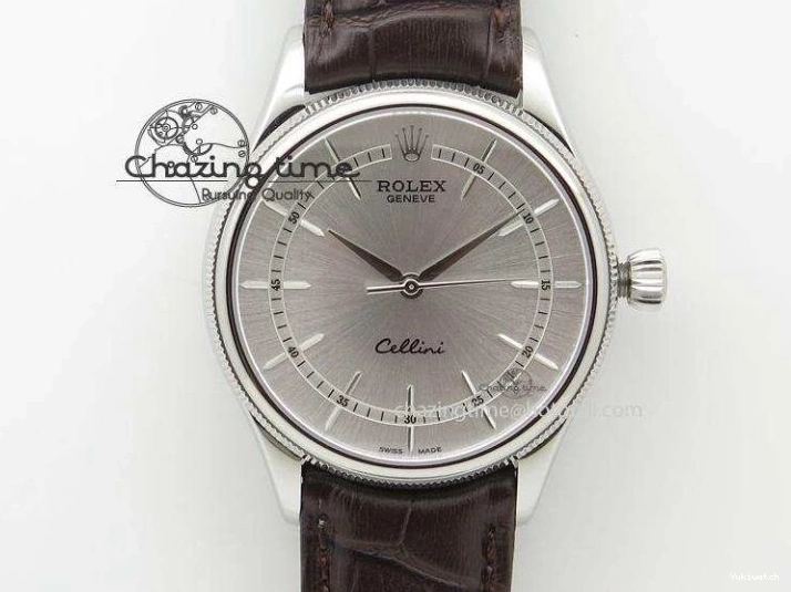 On YG A2824 Leather Brown Dial Date Cellini Strap Numeral White 0318
